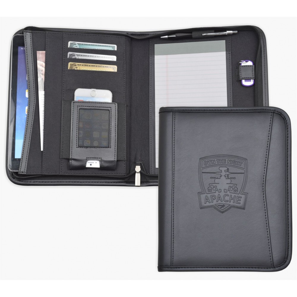iPad Size Business Case/Padfolio, iPhone & ipad case, Black soft simulated leather. with Logo
