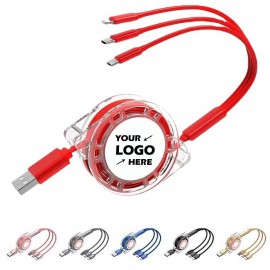 3-in-1 Retractable Data Cable with Logo  3-in-1 Retractable Data Cable with Logo