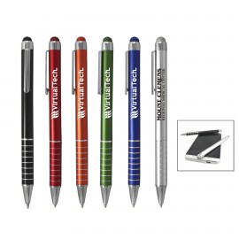 2 In 1 Twist Action Ballpoint Stylus Metal Pen with Logo