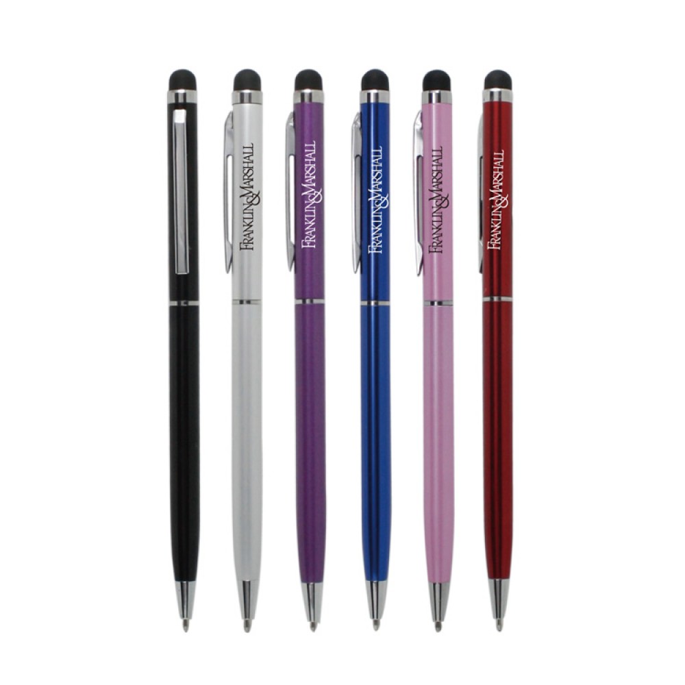 Twist-Action Metal Ballpoint Pen with Stylus with Logo