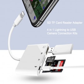 Customized 4-In-1 OTG Adapter / Card Reader For IPhone Compatible With Lightning Male To USB Female