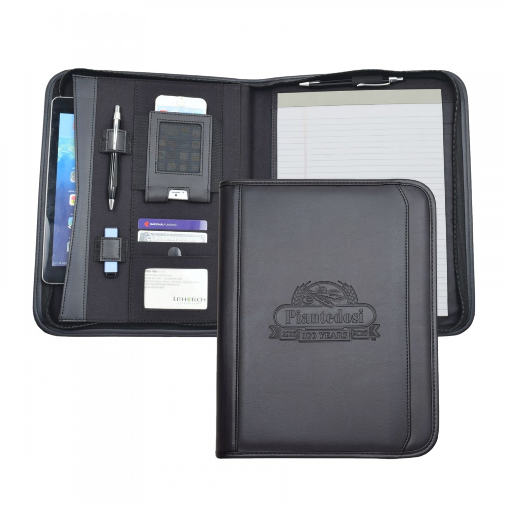 Customized Tablet Letter Sized Padfolio with Zippered Closure