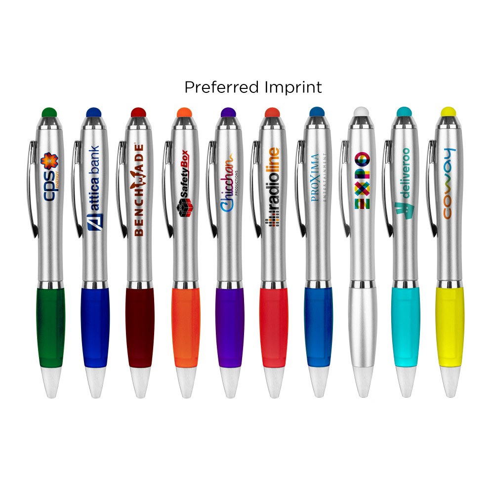 The Silver Grenada Stylus Pen (Direct Import - 10-12 Weeks Ocean) with Logo The Silver Grenada Stylus Pen (Direct Import - 10-12 Weeks Ocean) with Logo