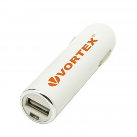 Cartridge USB Car Charger - White with Logo