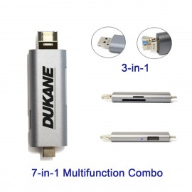 Multi-Connector Compact Adapter and Car Reader with Type C, Lightning, USB and Micro USB - Ocean with Logo