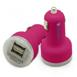 Logo Branded Piston USB Car Charger (Magenta Pink)  Logo Branded Piston USB Car Charger (Magenta Pink)