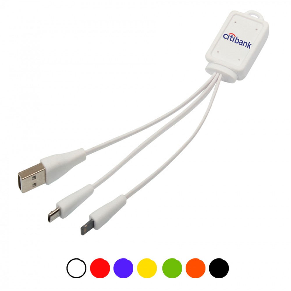 Acrylic Dome Universal USB Charging Cable - w/ Type - C Custom Printed