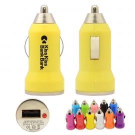 Bullet USB Car Charger (Yellow) with Logo