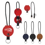 Logo Branded 3-In-1 Charging Cable Snap Wrap & Key Ring