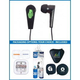 The High Note Stereo Earbuds with upgraded speakers and choice of packaging with Logo