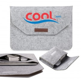 Customized Two-in-One Felt Laptop Sleeve w/ Velcro Closure & Kit Box