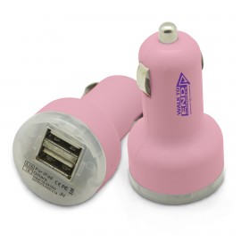 Piston USB Car Charger (Pink) with Logo  Piston USB Car Charger (Pink) with Logo