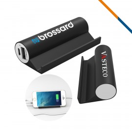 2in1 Power Bank Stand-2600 MAH Black with Logo  2in1 Power Bank Stand-2600 MAH Black with Logo