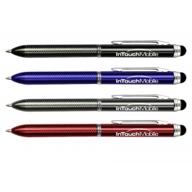 Twin Touch Twist Stylus Pen- Black & Blue ink with Logo