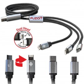 Logo Branded 4-in-1 Premium USB Charge/Sync Dura-Cable for Mobile Devices  Logo Branded 4-in-1 Premium USB Charge/Sync Dura-Cable for Mobile Devices