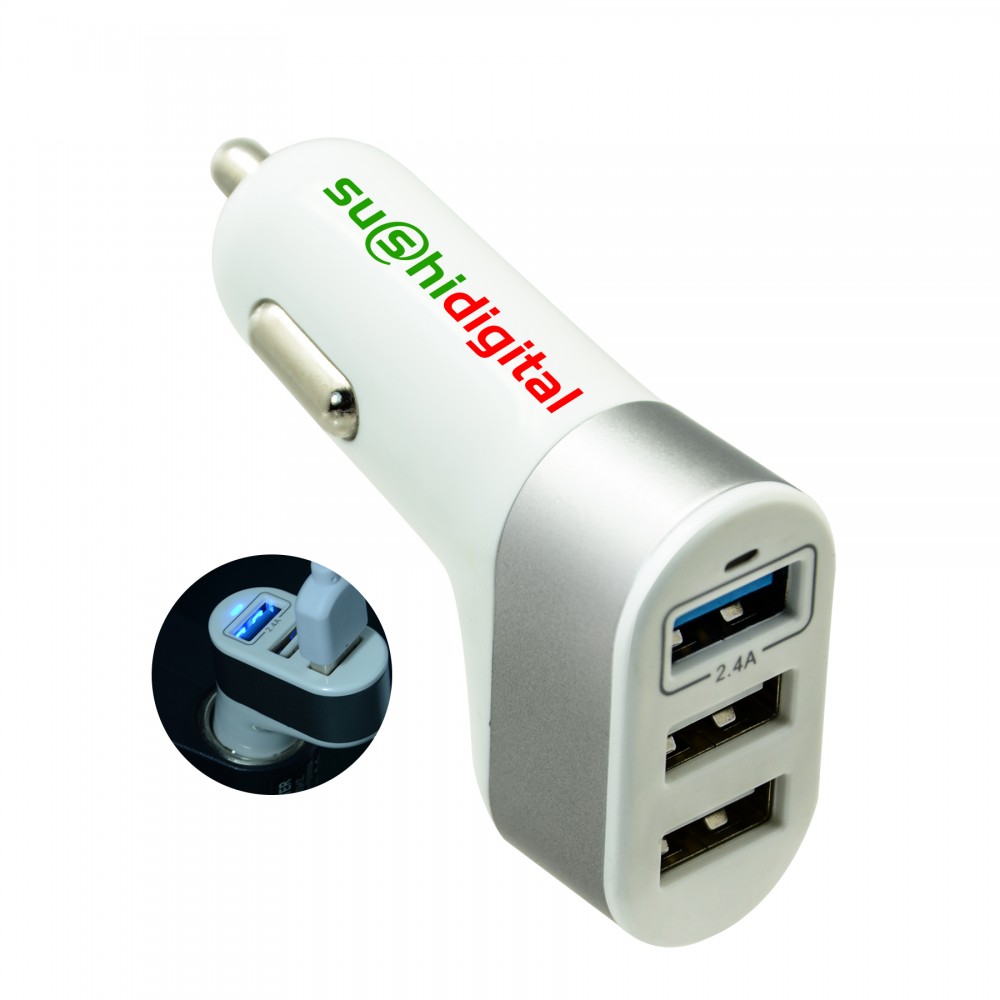 Promotional Trident Car Charger - White