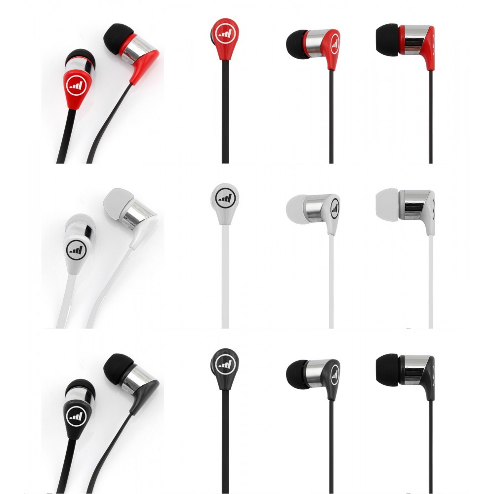 The Hullabaloo Stereo Earbuds with upgraded speaker, individually polybagged with Logo