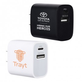 Dual 18W USB-A / USB-C Power Adapter with Logo