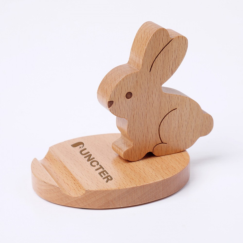 Custom Cute Rabbit Wooden Phone Stand Phone Holder