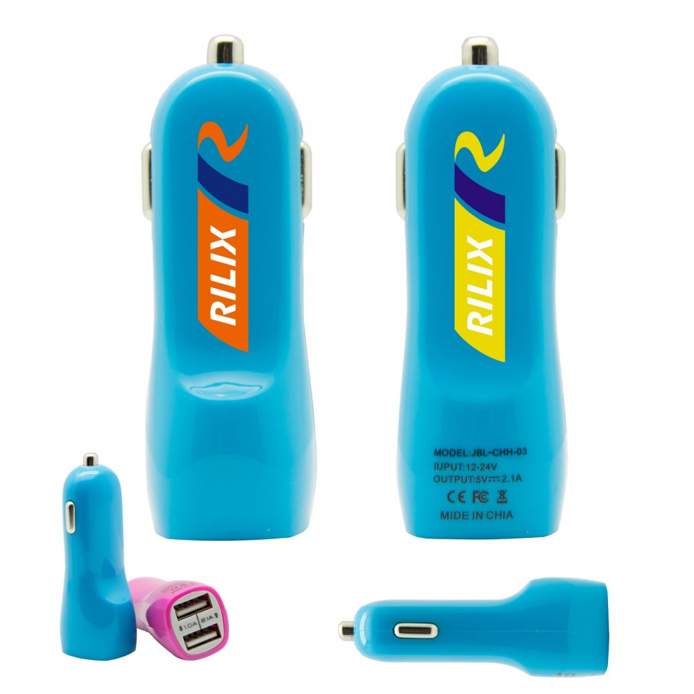 Personalized Turbo USB Car Chargers-Blue