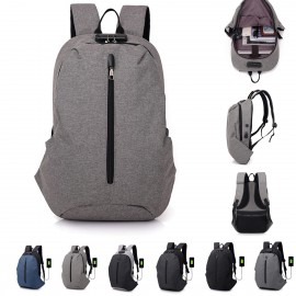 Coded Lock USB Connector Snow Canvas Laptop Backpack with Logo  Coded Lock USB Connector Snow Canvas Laptop Backpack with Logo