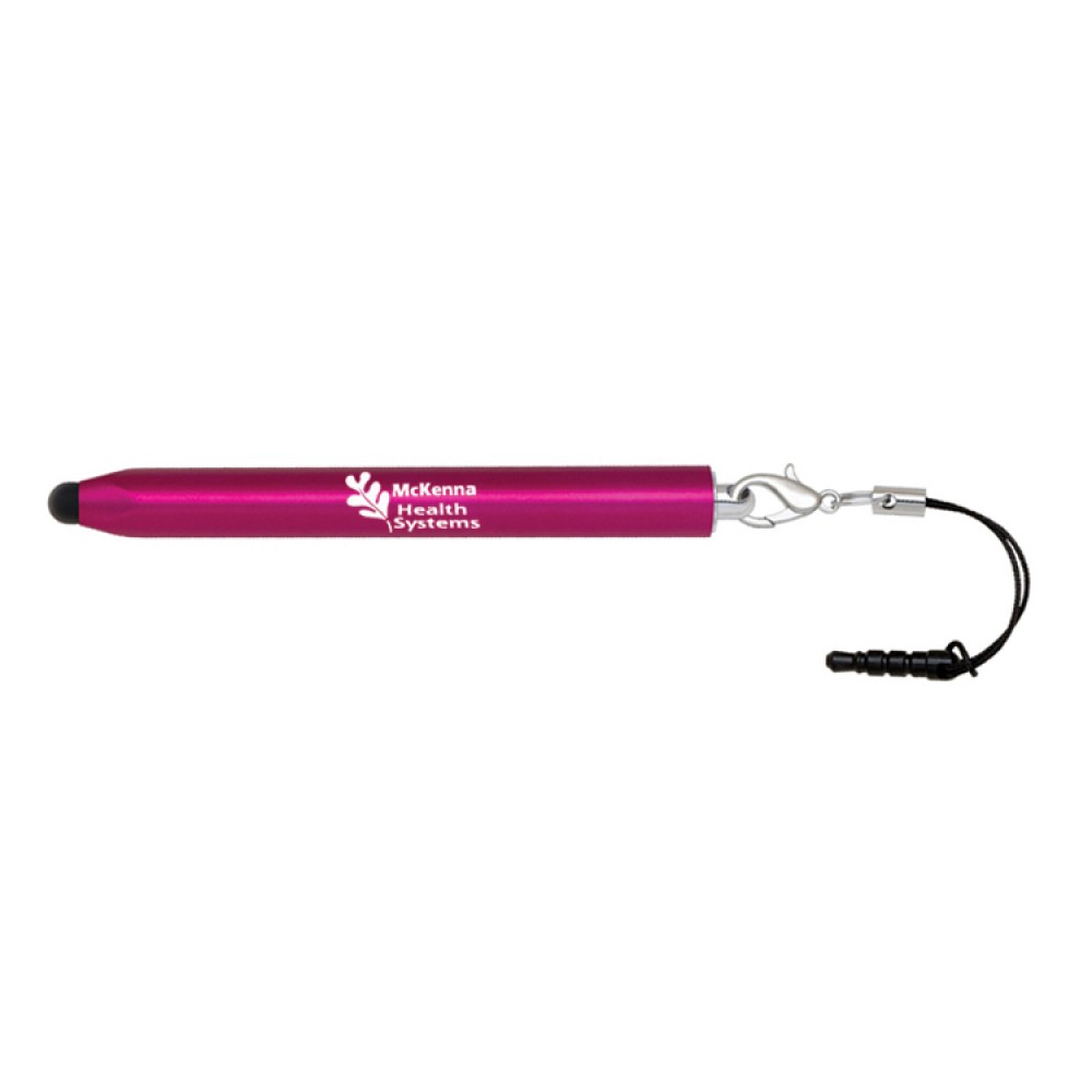 Twist action plastic stylus pen with earphone jack with Logo