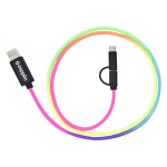 3-In-1 3 Ft. Rainbow Braided Charging Cable with Logo