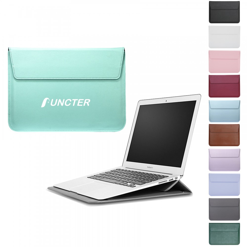 Promotional 11 Inch PU Leather Laptop Sleeve Foldable Stand With Magnetic Closure
