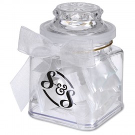 8 Oz. Plastic Jar w/ Stock Wrapped Candies Logo Printed