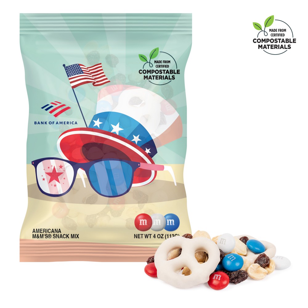 Logo Branded 4oz. ECO- Digibag, Americana M&M Snack Mix