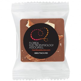 Bite Size Belgian Chocolate Square with Pretzel Topping Custom Imprinted  Bite Size Belgian Chocolate Square with Pretzel Topping Custom Imprinted
