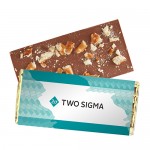 Custom Imprinted Foil Wrapped Belgian Chocolate Bar w/ Salted Pretzel Topping