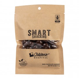 Fair Trade Dark Chocolate Almonds in Eco Kraft Pouch with Logo