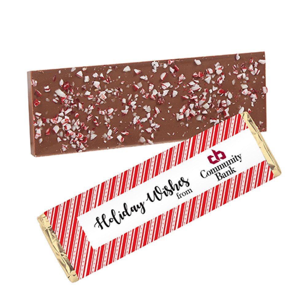 Foil Wrapped Belgian Chocolate Bar w/ Peppermint Topping Custom Imprinted