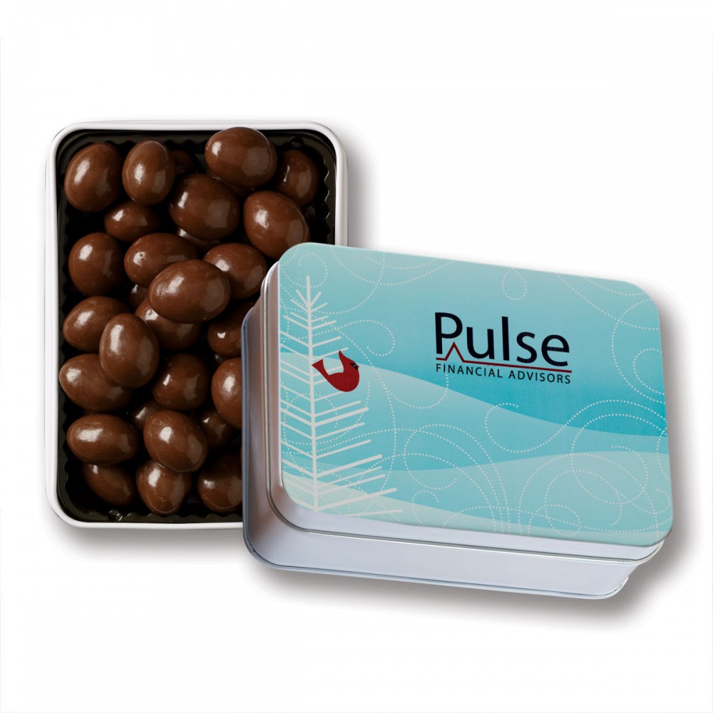 Keepsake Gift Tin w/ Dark Chocolate Almonds Custom Imprinted Keepsake Gift Tin w/ Dark Chocolate Almonds Custom Imprinted