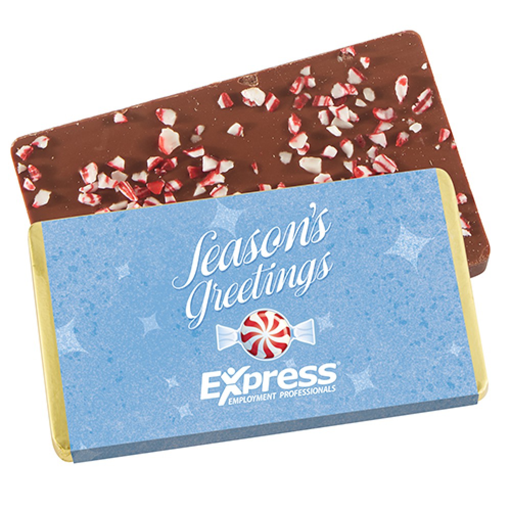 Foil Wrapped Belgian Chocolate Bar w/ Peppermint Topping Custom Branded