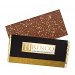 Custom Imprinted Foil Wrapped Belgian Chocolate Bar w/ 23K Gold Flake Topping