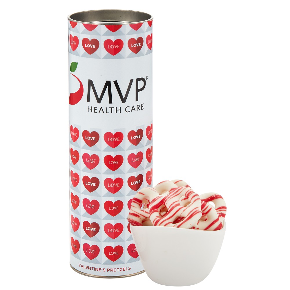 8" Valentine's Day Snack Tubes - Sweetheart Pretzels Custom Branded