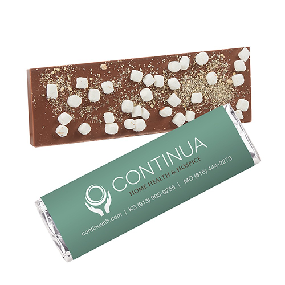 Logo Branded Foil Wrapped Belgian Chocolate Bar w/ Smores Topping