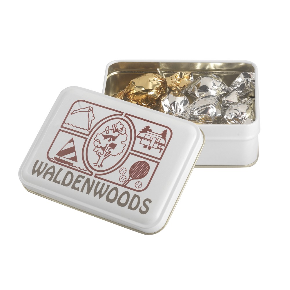 Custom Printed Keepsake Gift Tin w/ Twist Wrapped Truffles Custom Printed Keepsake Gift Tin w/ Twist Wrapped Truffles