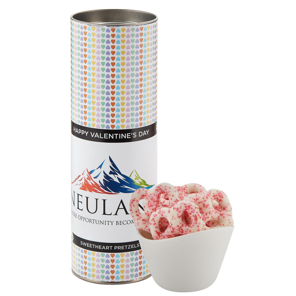 Custom Printed 8" Valentine's Day Snack Tubes - Sweetheart Pretzels Custom Printed 8" Valentine's Day Snack Tubes - Sweetheart Pretzels