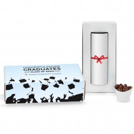 Custom Imprinted 8" Single Snack Tube Graduation Gift in Mailer Box - Milk Chocolate Almonds