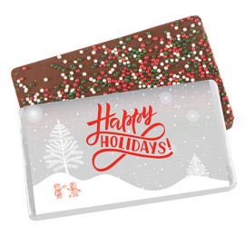 Foil Wrapped Belgian Chocolate Bar w/ Holiday Nonpareil Sprinkles Custom Branded  Foil Wrapped Belgian Chocolate Bar w/ Holiday Nonpareil Sprinkles Custom Branded