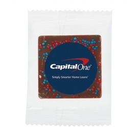 Custom Imprinted Bite Size Belgian Chocolate Square with Corporate Color Nonpareil Sprinkles