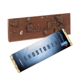 Custom Printed Foil Wrapped Belgian Chocolate Bar w/ Oreo Topping