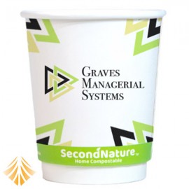 SecondNature Custom Compostable 8oz Double Wall Hot Paper Cups with Logo