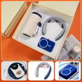 Executive Gift Vacuum Coffee Cup with Neck Massage Power Bank Set with Logo