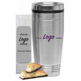 Promotional Stainless Tumbler w/Custom Coffee Pack  Promotional Stainless Tumbler w/Custom Coffee Pack