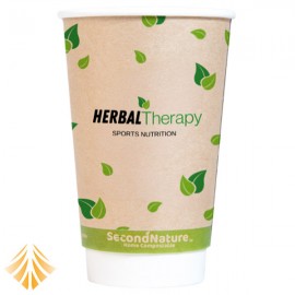 Promotional SecondNature Custom Compostable 16oz Kraft Double Wall Hot Cups