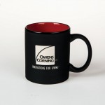 11 Oz. (Bulk Packed) Black Mondrian Ceramic Mug w/Red Interior with Logo